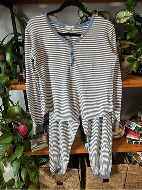 P.J. Salvage Blue & White Striped Kids Pajama Set | Small